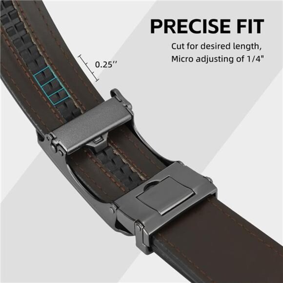 West Leathers Men's Ratchet Belt 100% Italian Cow Leather Belts - Adjustable - Picture 5 of 8